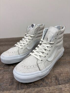 Vans Sk8-Hi Slim Zip Crackle Suede White High Top Sneakers Women’s 7 / Men’s 5.5